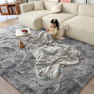 Shag Weaving Silver Polyester Carpet