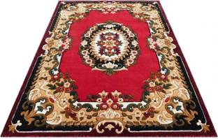 R CARPETS Red Silk, Wool Carpet