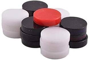AOKO Acrylic Plastic Carrom Coins, Set of 24. 11 White 11 Black 2 Red Carrom Pawns