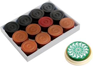 REINDEER Wooden Brown & Black Extended Wood Carrom Pawns