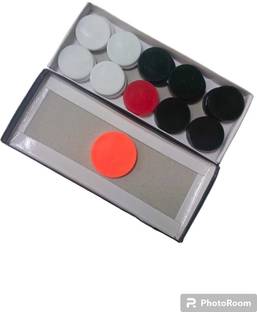 PERICO ACRYLIC CARROM COIN WITH ORANGE STRIKER (9WHITE,10 BLACK,1RED) Carrom Pawns