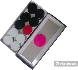 PERICO Acrylic Carrom Coins (10 black 9 white 1 red) with pink striker Carrom Pawns