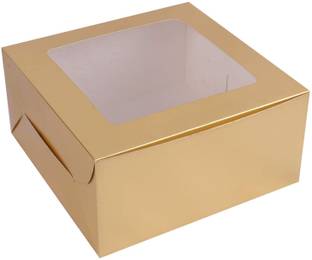 KHAANA PACKAGING Cake Box Paper WINDOW CAKE BOX PACK OF 5 SIZE -12X12X5 Paperboard Lock Corner Window Bakery Box Packaging Box