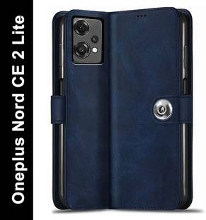 SESS XUSIVE Flip Cover for Oneplus Nord CE 2 Lite Designer Button Magnet Closure - Button Blue