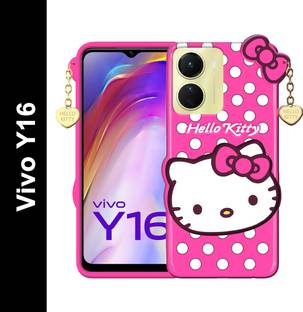 Rance Back Cover for Vivo Y16 - Hello Kitty Case | 3D Cute Doll | Soft Girl Back Cover with Pendant