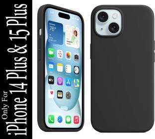 FIXTOTEL Back Cover for iPhone 15 Plus, iPhone 14 Plus, With Logo, Slim Soft Liquid Gel, Silicone, Microfiber Lining