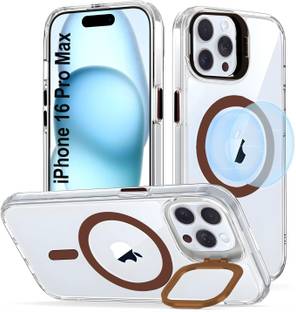 AIBEX Back Cover for Apple iPhone 16 Pro Max | Transparent Slim Case with Built-in Camera Stand | MagSafe