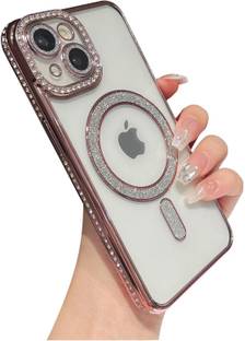 AMEYAA Back Cover for Apple iPhone 14 Magsafe Glitter Diamond Camera Protector,Luxury Plated