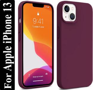 Coverskart Liquid Silicone Back Cover for Apple iPhone 13, Logo Embossed Shock Proof Microfiber Case