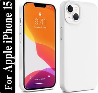 Coverskart Liquid Silicone Back Cover for Apple iPhone 15, Logo Embossed Shock Proof Microfiber Case
