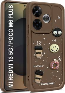 Vshop Back Cover for realme 13 5G, Poco M6 Plus 5G Cute Fun Cartoon 3D Ball Coffee Case