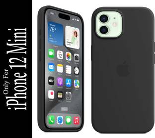 FIXTOTEL Back Cover for Apple iPhone 12 Mini, With Logo, Slim Soft Liquid Gel, Silicone Case, Microfiber Lining, Black