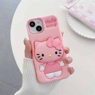 Viriti Global Back Cover for iPhone 14Pro Soft Silicone Kitty Design Mobile Case with Pop Socket
