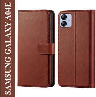 Innovex Back Cover for Samsung Galaxy A04E - Inbuilt Stand & Card Pockets | Hand Stitched | Wallet Flip Case