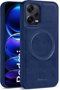 Vaku Luxos Back Cover for Xiaomi Redmi Note 12 Pro, Maxtron Leather Stitched Magsafe Case Camera Screen Protector
