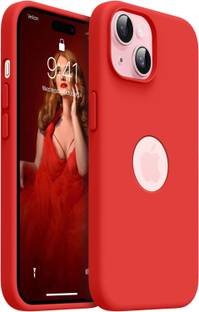 VONZEE Back Cover for Logo Cut Cover Compatible for iPhone 15 Liquid Silicone 4 Layer Protective Covers