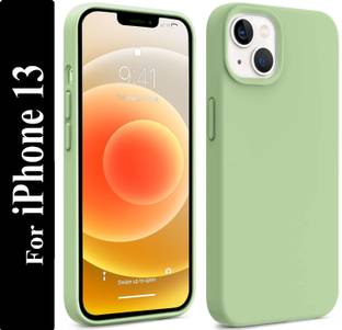 Coverskart Liquid Silicone Back Cover for Apple iPhone 13, Logo Embossed Shock Proof Microfiber Case