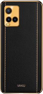 Vaku Luxos Back Cover for vivo Y21, Luxemberg Leather Stitched Gold Electroplated Soft TPU Shockproof Protective Case