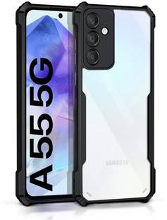 MOBIDEER Back Cover for Samsung Galaxy A55 5G, Transparent Hybrid Hard PC Back TPU Bumper