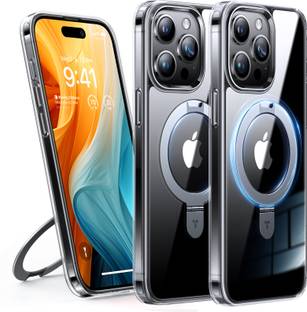 Torras Back Cover for TORRAS MagSafe iPhone 15 Pro Max Case: MIL-Grade, kickstand, clear anti-fingerprint, slim.