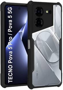 MOBIDEER Back Cover for Tecno Pova 5 Pro 5G, Transparent Hybrid Hard PC Back TPU Bumper