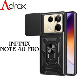 adrox Back Cover for Infinix Note 40 Pro Armor Heavy Duty Slider Camera With Metal Magnetic Ring Kickstand