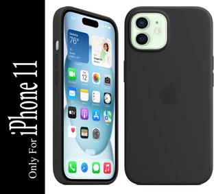 FIXTOTEL Back Cover for Apple iPhone 11, With Logo, Slim Soft Liquid Gel, Silicone Case, Microfiber Lining, Black