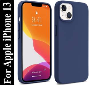 Coverskart Liquid Silicone Back Cover for Apple iPhone 13, Logo Embossed Shock Proof Microfiber Case