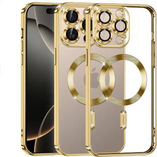 VONZEE Back Cover for iPhone 16 Pro Max Clear Magnetic Plated Shockproof Soft TPU Electroplated Bumper Case