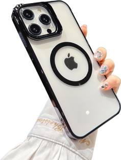 SCALEBEE Back Cover for Apple iPhone 15 Plus Crystal Clear Chrome Finished Camera Lens Protector Kickstand Case