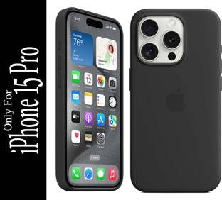 FIXTOTEL Back Cover for Apple iPhone 15 Pro, With Logo, Slim Soft Liquid Gel, Silicone Case, Microfiber Lining
