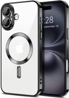 VONZEE Back Cover for iPhone 16 Clear Magnetic Plated Shockproof Soft TPU Electroplated Bumper Case