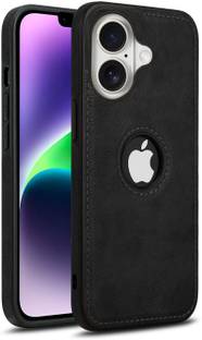 Mobikit Back Cover for Apple iPhone 16 (6.1") (Flexible Pu Leather With Logo Cut Raised Edges Soft Touch Case