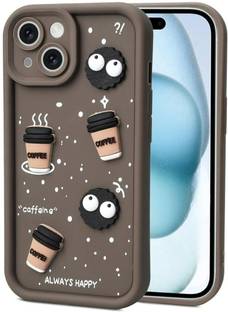 FIXTOTEL Back Cover for Apple iPhone 15, iPhone 15, Stylish Cute Fun Cartoon 3D Ball Coffe Case, Shock Proof