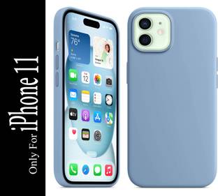 FIXTOTEL Back Cover for iPhone 11, With Logo, Slim Soft Liquid Gel, Silicone Case, Microfiber Lining, Winter Blue