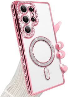 Mobikit Back Cover for Samsung Galaxy S25 Ultra 5G, Glitter, Rhinestone, Transparent, Rose Gold