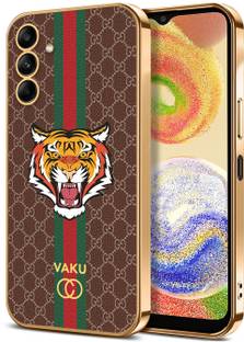 Vaku Luxos Back Cover for Samsung Galaxy A04s, Lynx Line Leather Pattern Gold Electroplated Design Soft TPU Case
