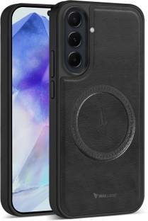 Vaku Luxos Back Cover for Samsung Galaxy A55 5G, Maxtron Leather Stitched Magsafe Phone Case Camera Screen Protector