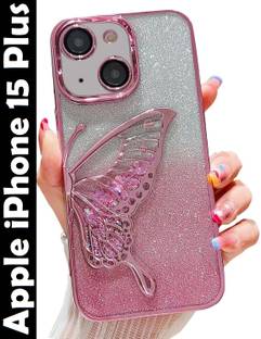VAPRIF Back Cover for Apple iPhone 15 Plus, Stylish 3D Butterfly with Shimmering Glitter With All-Round Protection