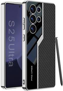 Midkart Back Cover for Samsung Galaxy S25 Ultra Leather Case with Glossy Pattern Electroplated Camera Protection