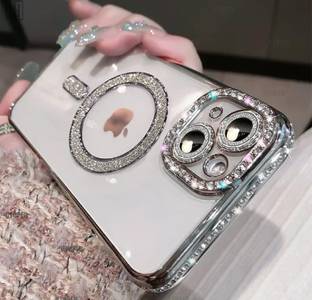 AMEYAA Back Cover for Apple iPhone 15 Magsafe Glitter Diamond Camera Protector,Luxury Plated