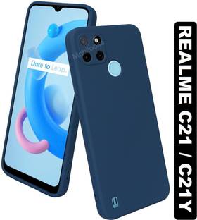 MobiLooks Back Cover for Realme C21 / C21Y, Liquid Silicone Case inner Microfiber Cloth