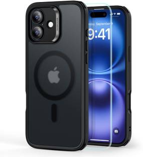 ESR Back Cover for iPhone 16 MagSafe Shockproof Military TPU Case + Screen Protector, Frosted Black