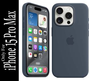 FIXTOTEL Back Cover for Apple iPhone 15 Pro Max, With Logo, Slim Soft Liquid Gel, Silicone Case, Microfiber Lining