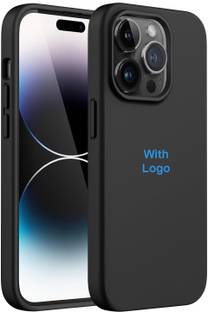 FIXTOTEL Back Cover for iPhone 12 Pro Max, With Logo, Slim Soft Liquid Gel, Silicone Case, Microfiber Lining, Black