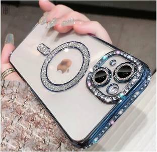 AMEYAA Back Cover for Apple iPhone 14 Magsafe Glitter Diamond Camera Protector,Luxury Plated