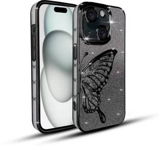 Qcase Back Cover for Glitter Butterfly Back Cover for Girls For Apple iPhone 15