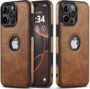 Coverskart Back Cover for Apple iPhone 16 Pro, Luxury Leather Shock proof Logo View Case