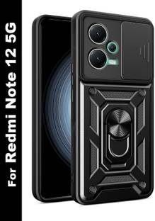ShieldTech Back Cover for Redmi Note 12 5G, with Sliding Camera Shield & 360° Protection Ring Stand Mobile Phone Case