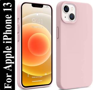 Coverskart Liquid Silicone Back Cover for Apple iPhone 13, Logo Embossed Shock Proof Microfiber Case